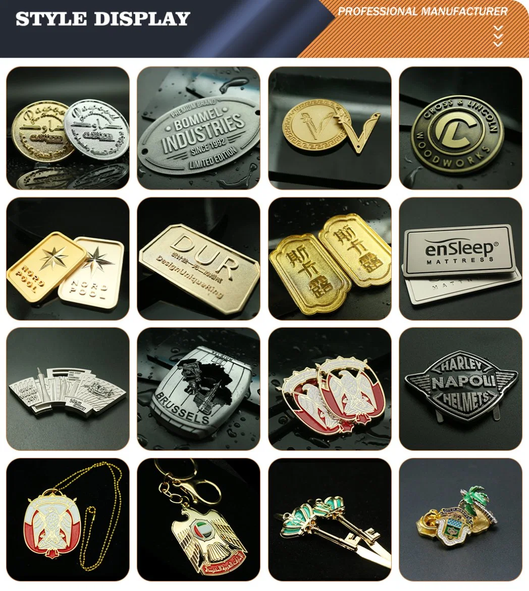 Automobile Number Plate Metal Craft Advertising Brand Logo Product Label Pet Medallion Anime Memento Coin Sticker Key Tag Fob Car Emblem